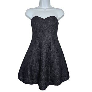Y2K Wow Couture Strapless Black Lace Dress Princess Fit and Flare Women's Small